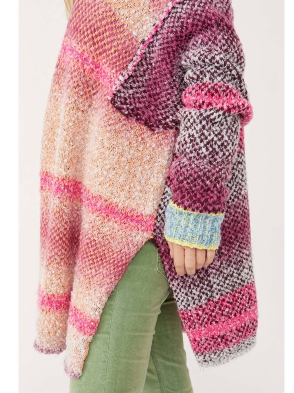 Free People Daydreamer Cardigan Patchwork Multicolor Chunky Knit Sweater XS - Picture 5 of 8